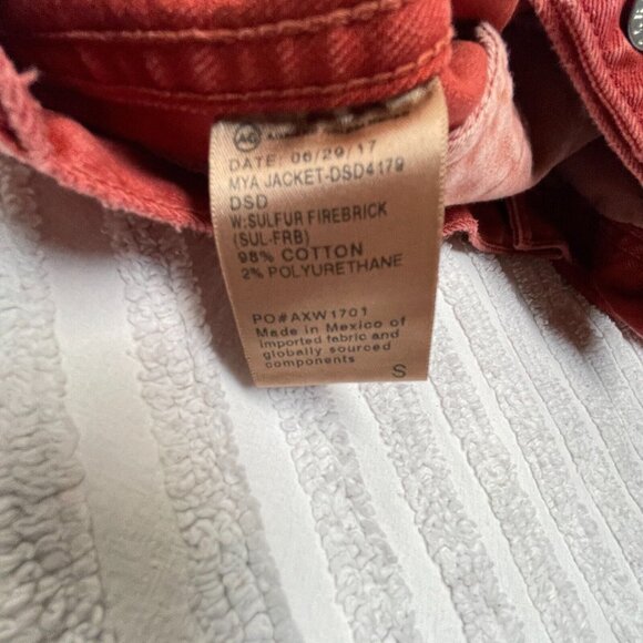 AG Adriano Goldschmied Womens Small Classic Denim MYA Jacket Orange Pockets - Picture 8 of 9